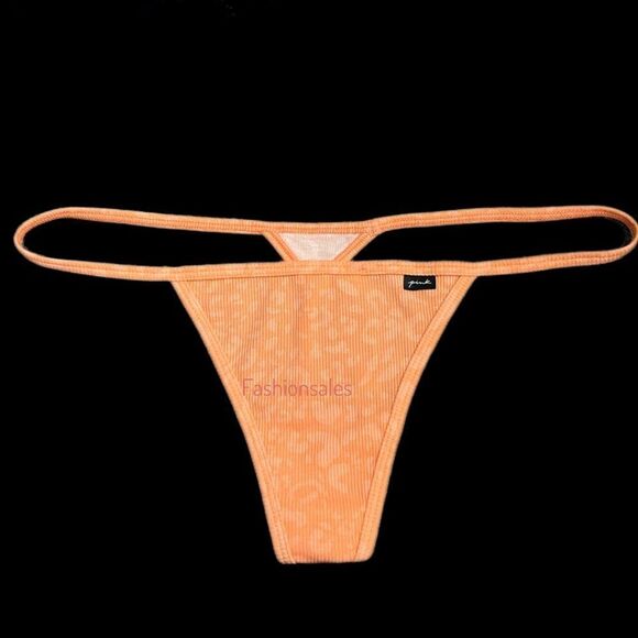Victorias Secret Pink Soft Cotton Ribbed V String panty Light orange XXL - Picture 1 of 3
